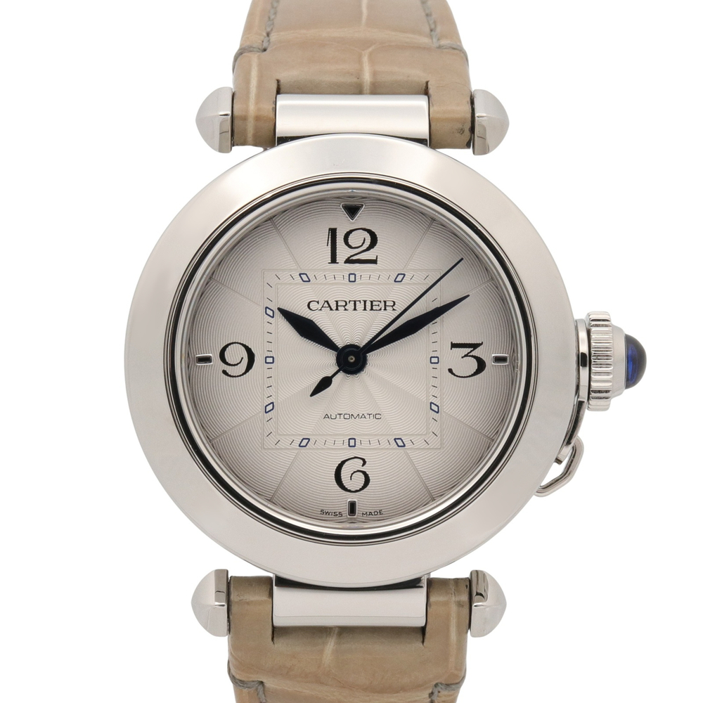 Cartier Pasha de watch, stainless steel, leather strap, men's/women's, silver...